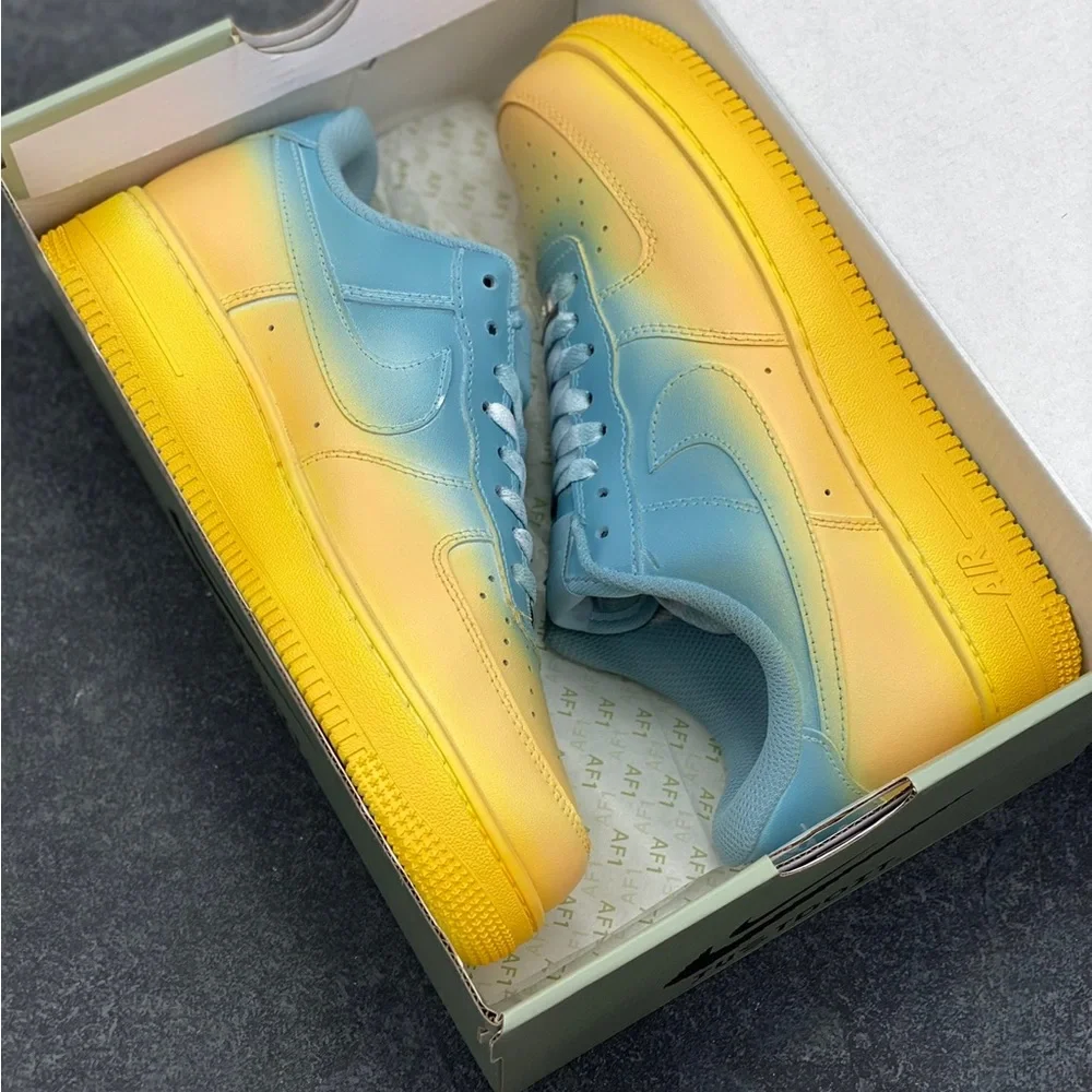 Nike Air Force 1 Low Pastel Blue to Yellow Fade